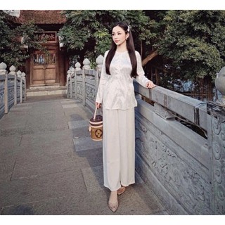 Bà Ba Vải Gấm Cao Cấp #Quần Đen #Jacket Top Kem Dress Women
