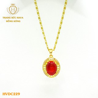 Dây Chuyền, Vòng Cổ Nữ Mặt Đính Đá, Titan Xi Mạ Vàng Non 24k Cao Cấp - Trang Sức Hava Hong Kong