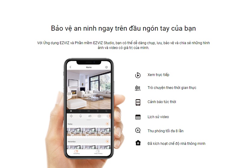 Mô tả Camera ip wifi cố định ezviz c1c-b 2MP 1080p - Góc nhìn rộng 130 độ- Chuẩn nén siêu cao H265 - 3