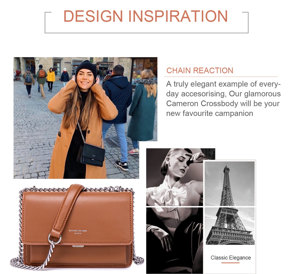 Mô tả Túi đeo chéo DAVID JONES phong cách paris nắp gập thời trang dành cho nữ - 5