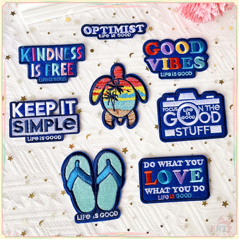 Sticker Ủi Thêu Chữ Life Is Good - Good Vibes ♚ 1 Miếng Vá Ủi Quần Áo ...