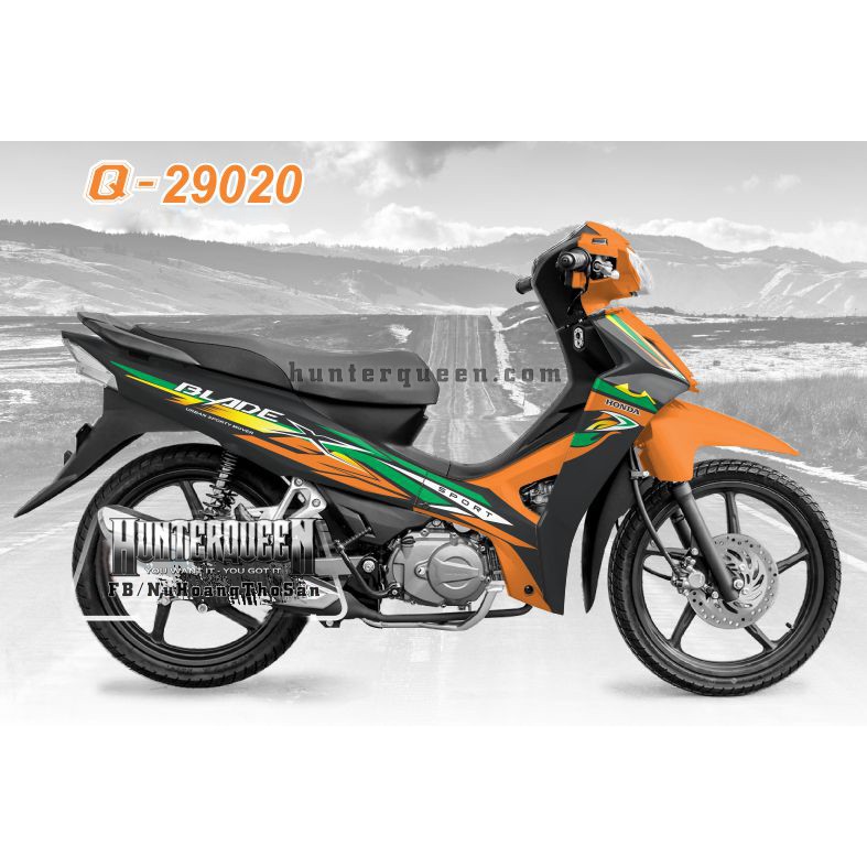 Tem rời xe Blade 2017, chữ X Sport dán xe cam đen. Decal tem chế đẹp, chất lượng cao. Sắc nét, bền màu