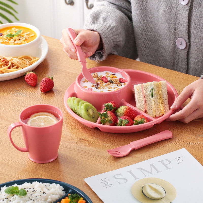 Bộ Đĩa Ăn Chia Ngăn Bằng Nhựa Cho Người Lớn Và Trẻ Em
