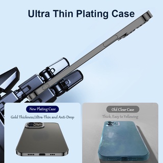 Ốp Điện Thoại Viền Mạ Điện Cho iPhone 13 12 11 Pro 13 ProMax 12 Pro Ốp Lưng TPU Trong Suốt Mềm T08