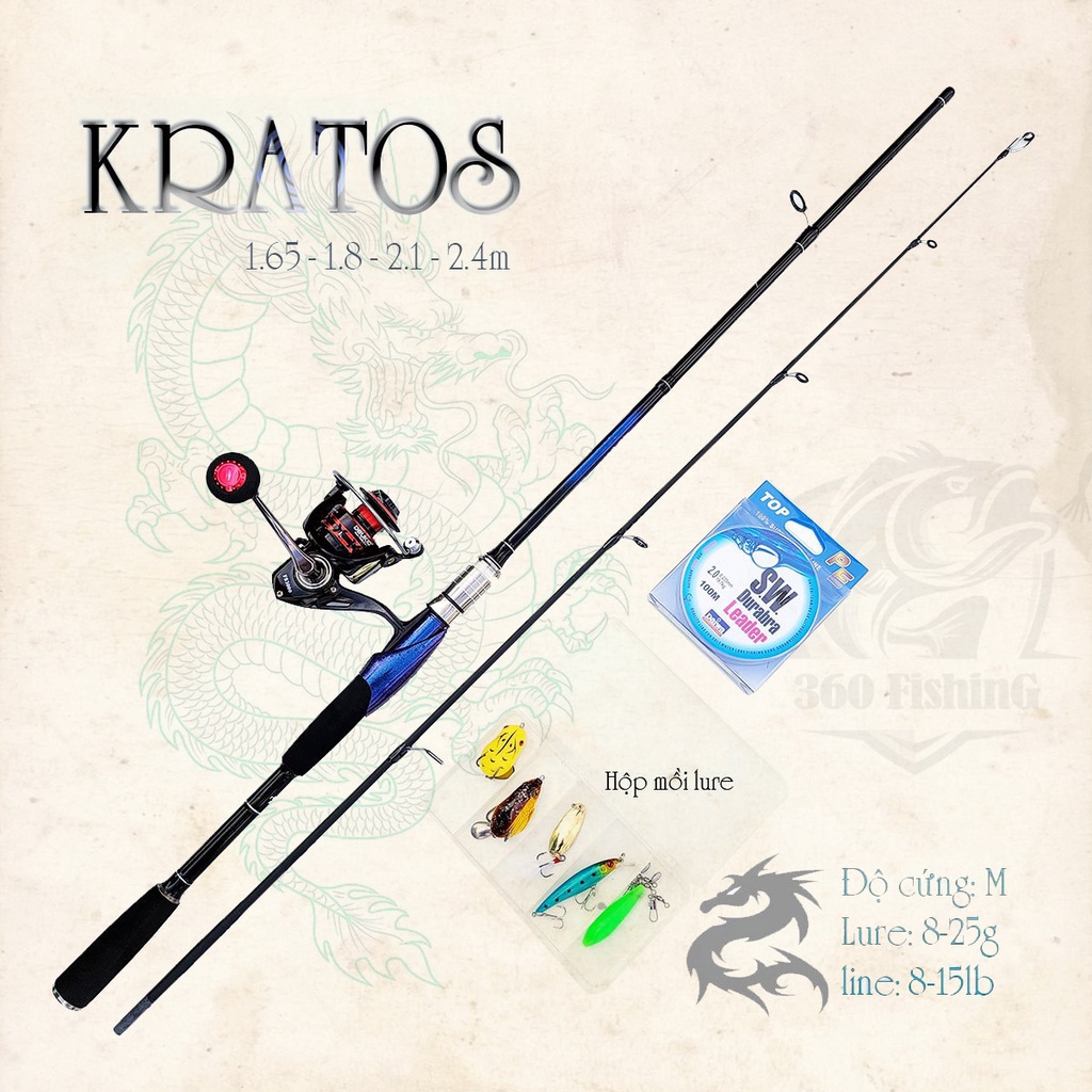 Bộ Cần Câu Lure Kratos Máy Đứng FS3000 Cần Câu Cá Carbon Kèm Dây PE Và ...