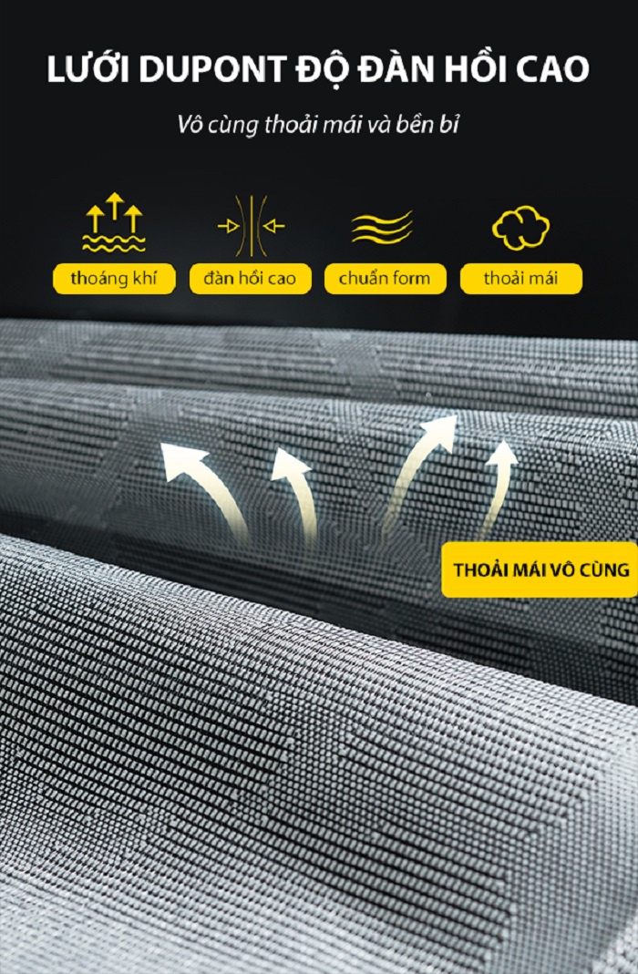 Chất liệu lưới Dupont ghế công thái học Life 02