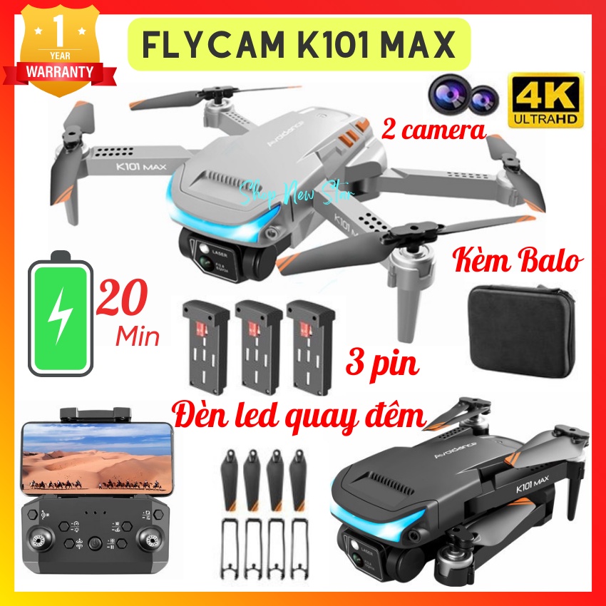 Máy Bay Không Người Lái Drone Camera 4K K101 Max, Điều khiển từ xa 4 ...