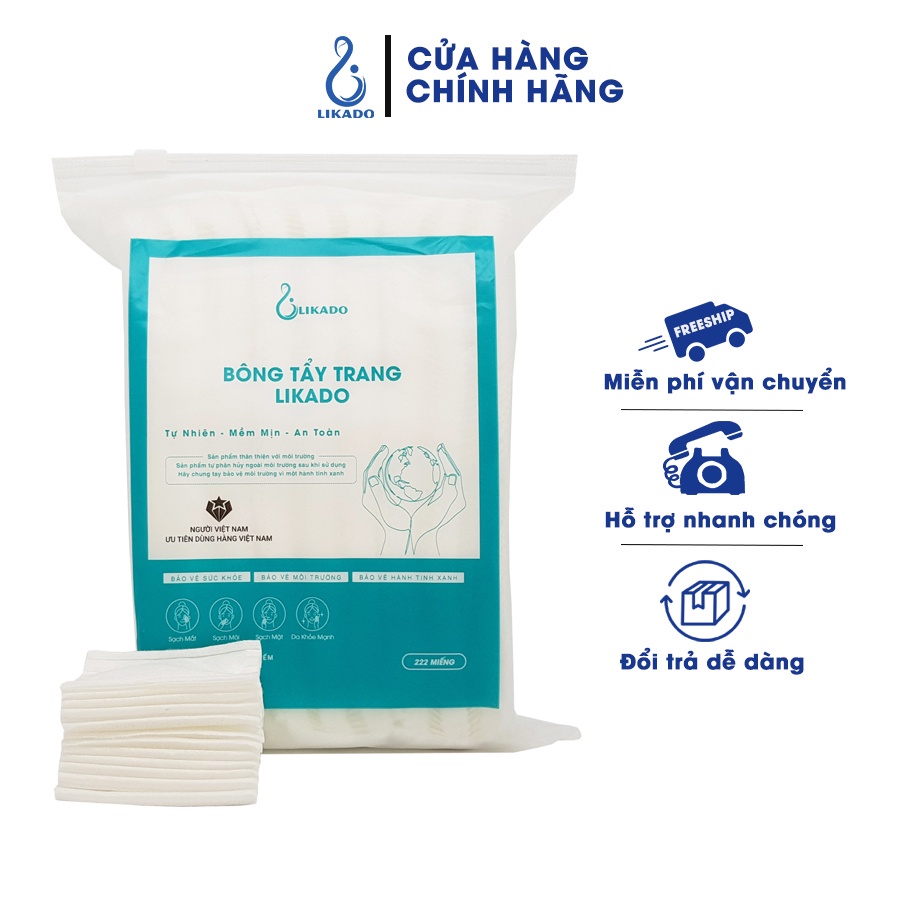Ảnh Bông tẩy trang 222 miếng Likado chất liệu Cotton túi 222 miếng 3 lớp dùng để tẩy trang sau khi trang điểm 2