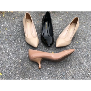 Giày cao gót mũi nhọn 5 phân gót nhỏ Annmodels thời trang phối gót cách điệu _A026DO