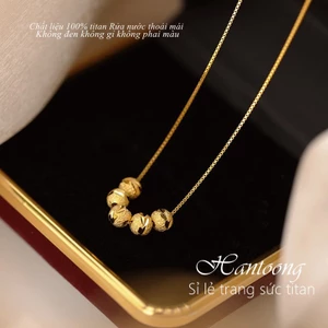 Dây chuyền titan không gỉ mạ vàng 18k mặt bi tròn phong cách cổ điển thanh lịch mẫu mới 2023