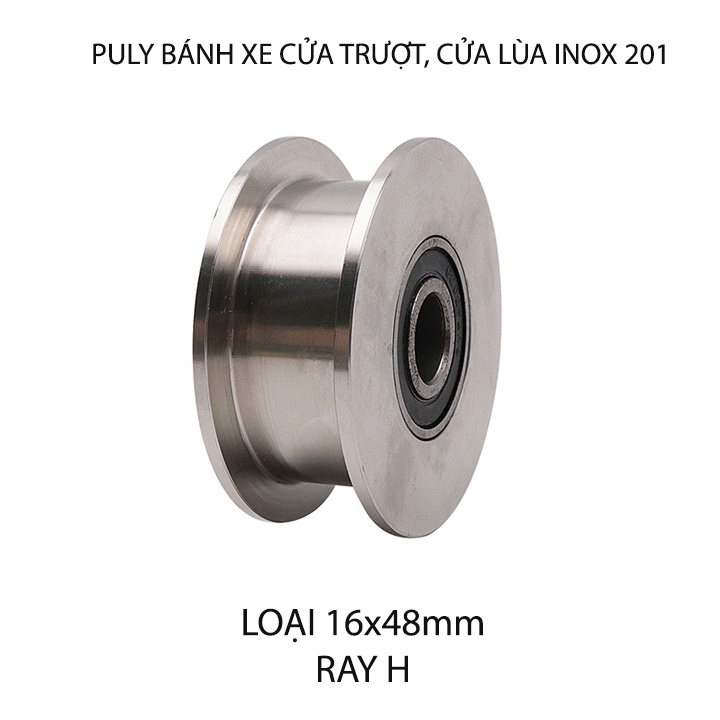 01 Bánh xe Puly cho cửa cổng trượt, cửa lùa bằng inox 201, loại 16x48mm ...