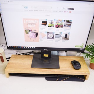 Kệ gỗ để màn hình máy tính và laptop đa năng gỗ thông tự nhiên kích thước 40x20x8 cm
