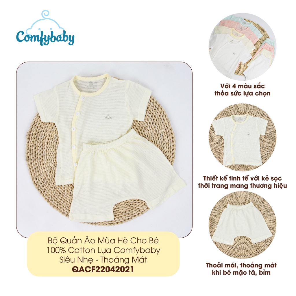 Ảnh Bộ quần áo mùa hè cho bé 100% Cotton Lụa – Comfybaby Siêu nhẹ - thoáng mát QACF22042021 size 3-12 tháng 3