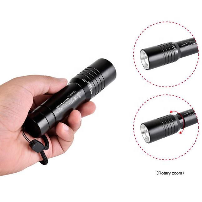 Đèn pin nhôm chuyên nghiệp, IP68, chống thấm 50m, sạc được