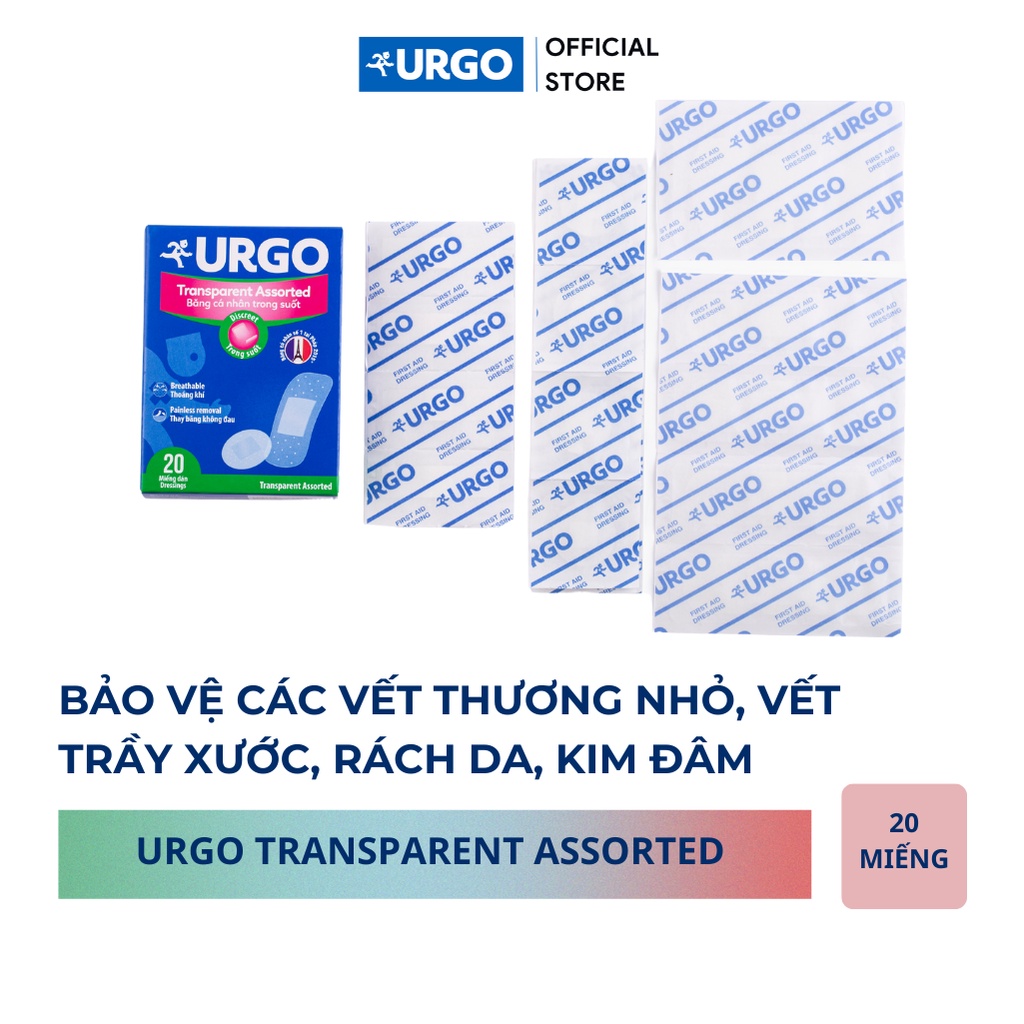 Băng Cá Nhân Trong Suốt Urgo Transparent Assorted 2 x 7 cm (Hộp 20 ...