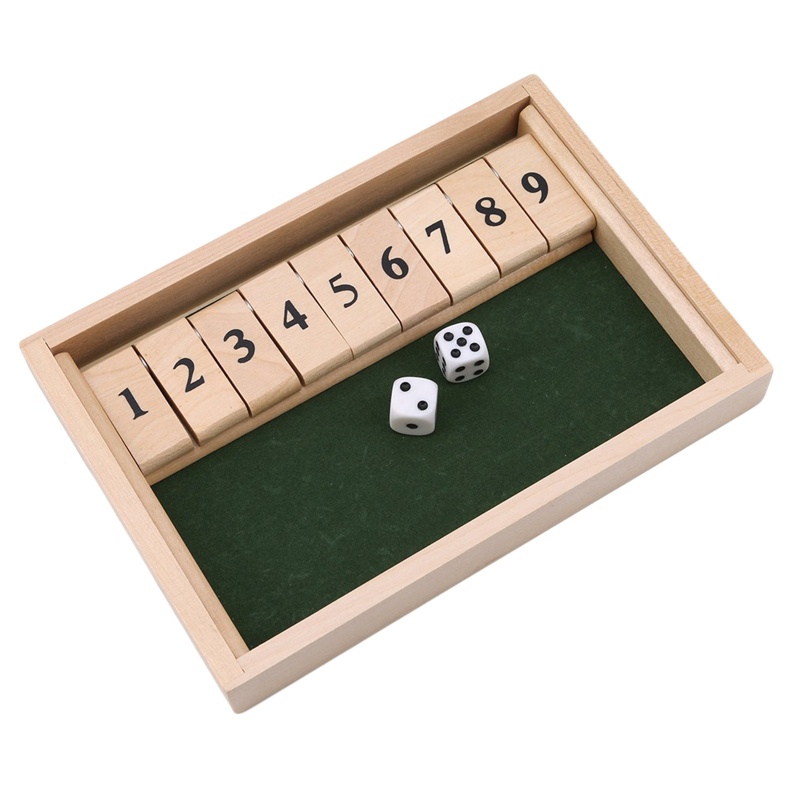 Đồ chơi board game học toán Shut The Box bằng gỗ với 2 xúc xắc và 9 khối chữ số cho bé