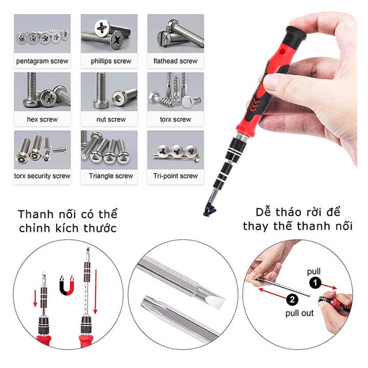 Bộ tua vít sửa chữa điện thoại đa năng có từ tính 115 chi tiết sửa laptop, máy tính, đồng hồ