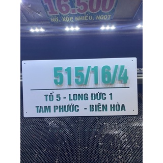 Bảng số nhà alu màu trắng sữa chữ xanh như hình