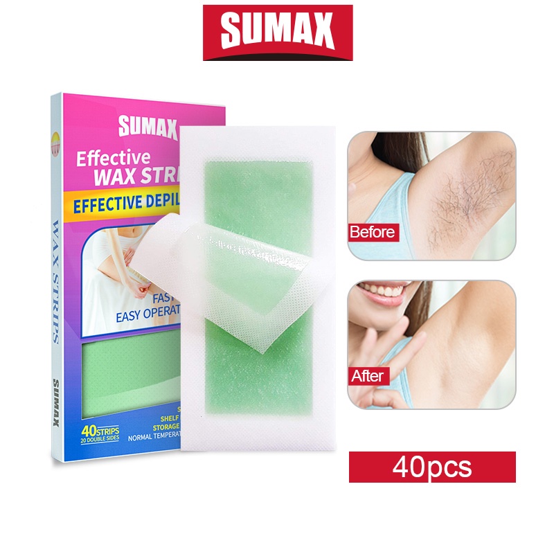Ảnh SUMAX Sáp tẩy lông lô hội tự nhiên, có tác dụng trong 6 tuần, làm sạch chân lông mà không gây kích ứng, miếng dán tẩy lông không đau cho chân/tay/vùng bikini 40pcs 1