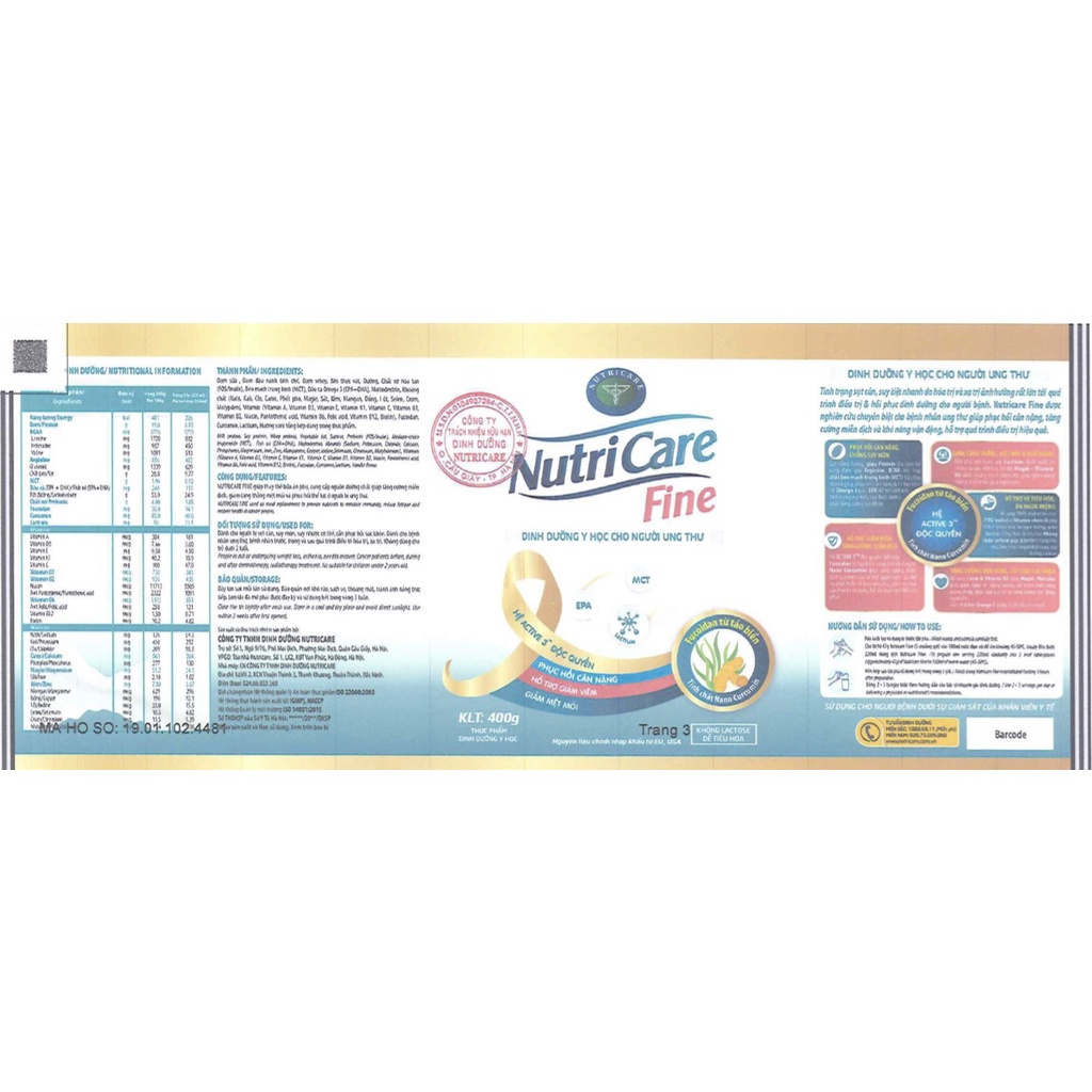 SỮA NUTRICARE FINE 900G-Dinh dưỡng dành cho bệnh ung thư