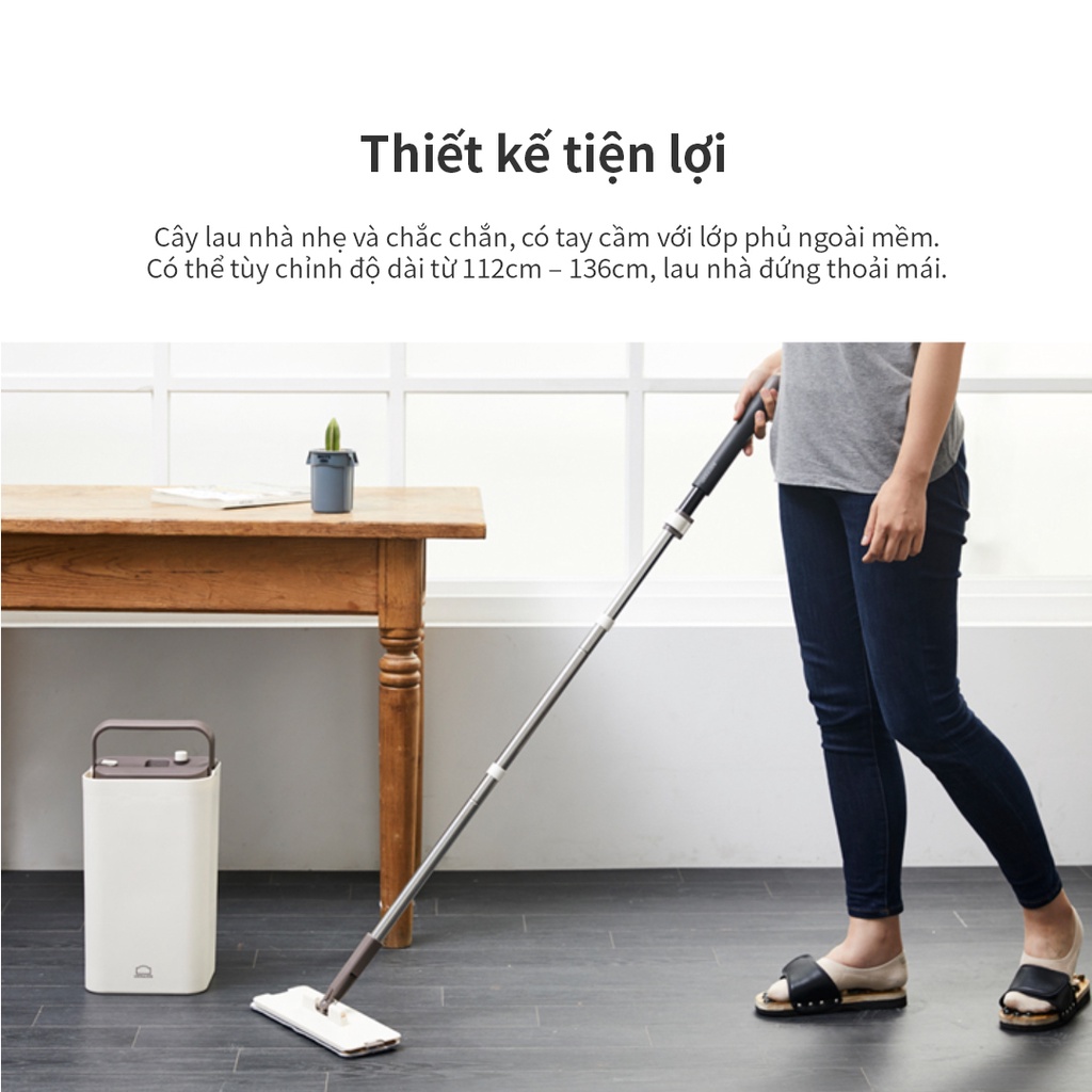 Bộ cây lau nhà LocknLock Squeeze Flat Mop ETM471 , cây lau nhẹ, dễ dàng vắt nước, làm sạch - K-MALL