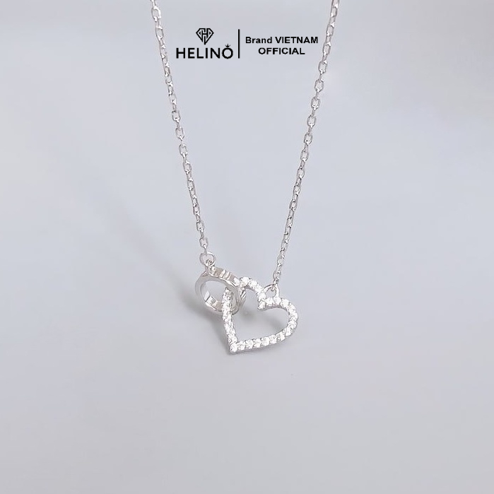 Ảnh Dây chuyền bạc nữ HELINO vòng tròn trái tim đính đá, trang sức phụ kiện lấp lánh C05 4