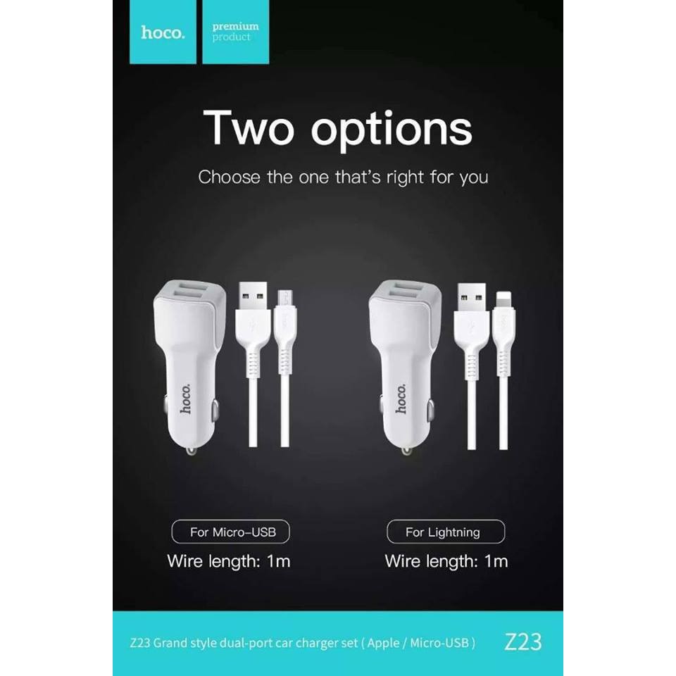 Bộ tẩu sạc oto Hoco Z23 Micro - CHÍNH HÃNG HOCO BẢO HÀNH 12 THÁNG ...