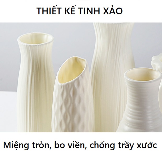 Bình Hoa Nhựa Decor Giả Gốm Cao Cấp, Lọ Cắm Hoa Để Bàn Cắm Hoa Kẽm Nhung, Hoa Giả, Hoa Thật Trang Trí Nhà Cửa