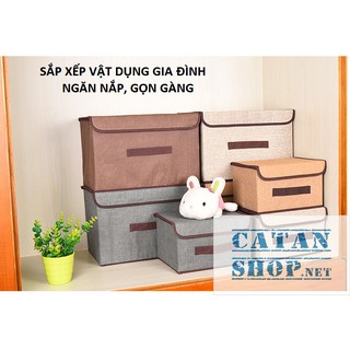 Combo 2 Hộp vải đựng vật dụng xếp gọn, hộp đựng đồ gia đình gấp gọn siêu tiện dụng, tiết kiệm diện tích GD249