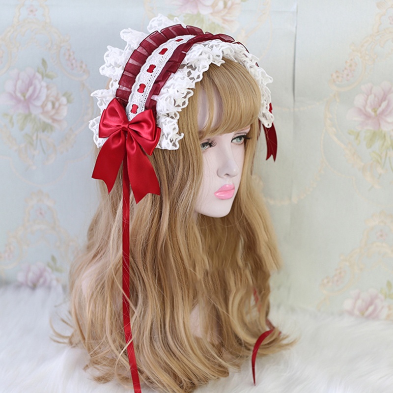 Vic Ngôi Sao Ren Đầu Gothic Người Giúp Việc Xù Mũ Đội Đầu Đồ Trang Trí Ruy Băng Nơ Kẹp Tóc Vintage Cosplay Đảng Tóc Accesso