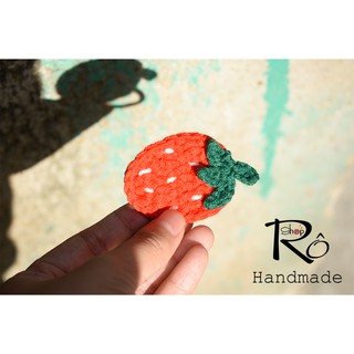 Dây buộc tóc dâu tây xinh cho nữ và bé gái 5cm |Đồ cột tóc len thanh lịch |Shop Rô Handmade