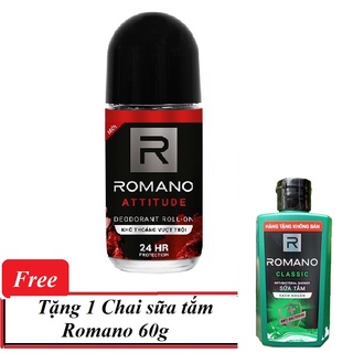 Mua 1 tặng 1 - Lăn khử mùi nam Romano kháng khuẩn & khô thoáng cả ngày 50ml tặng 1 Sữa tắm 60g