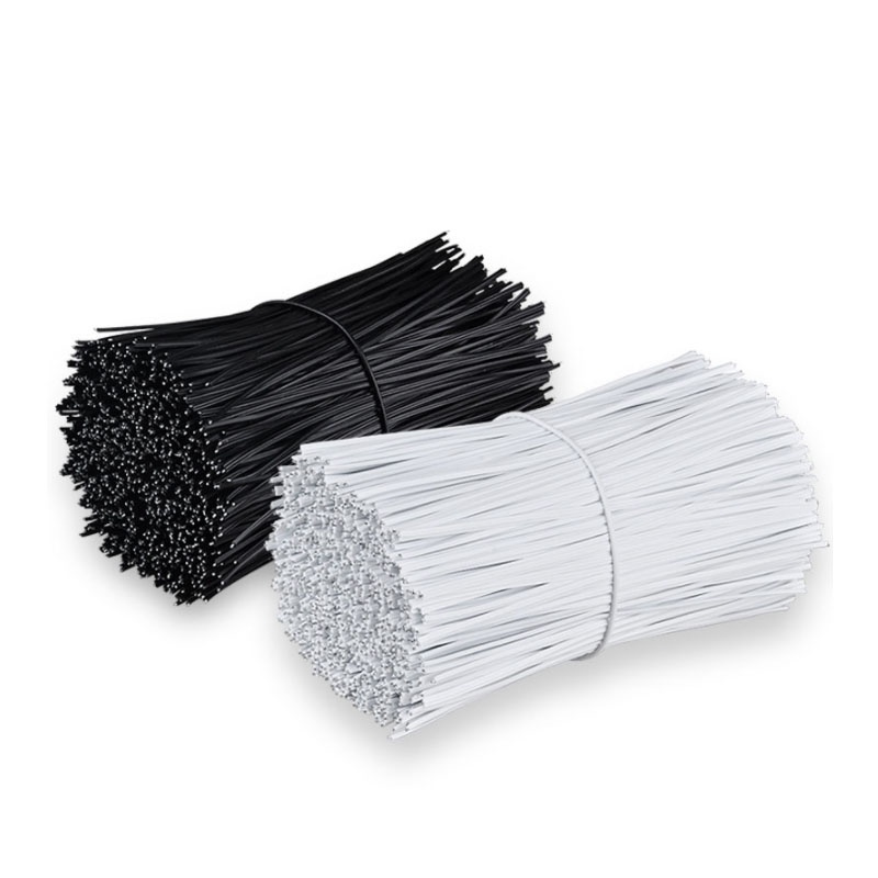 100 Chiếc Đen Trắng Twist Tie Vỏ Nhựa Có Thể Tái Sử Dụng Mạ Kẽm Với Lõi Sắt Dây Buộc Cáp Có Thể Uốn Cong