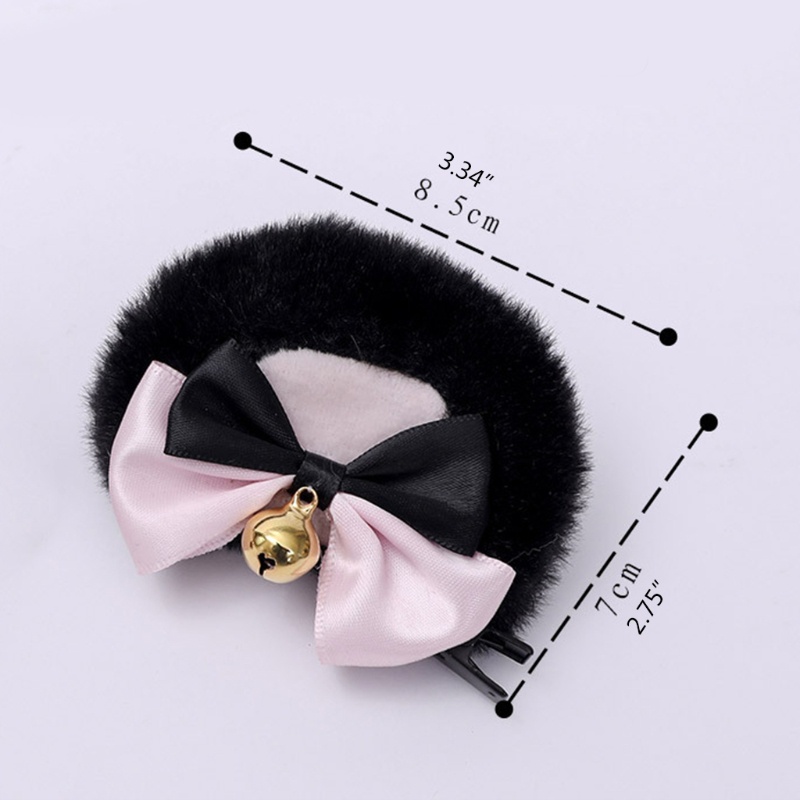 Sản phẩm handmade tai giả lông thú, kẹp tóc ngọt ngào với nơ chuông sang trọng, phù hợp cosplay gothic
