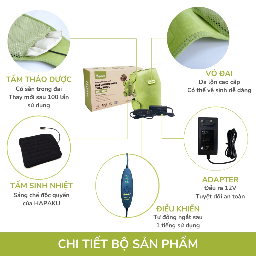 Ảnh Đai Chườm Nóng Thảo Dược Đầu Gối Hapaku, Giảm Đau Khớp Gối Do Thoái Hóa, Thoát Vị, Gai Đốt Sống 4