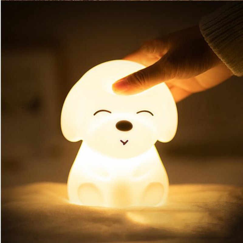 Đèn ngủ chó Puppy cảm ứng, chuyển màu, sạc USB, silicone