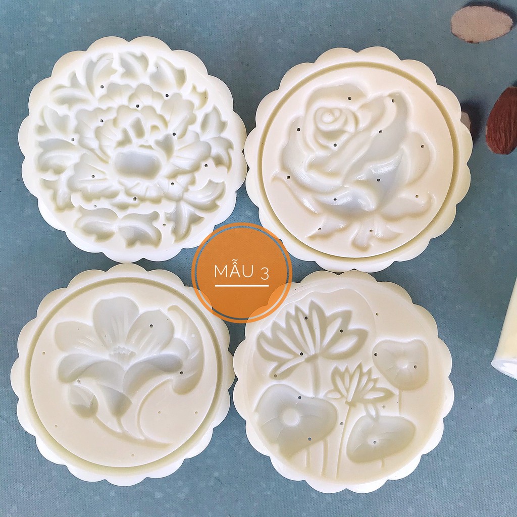 Khuôn Bánh Trung Thu lò xò 125g tròn 4 mặt - KHTC