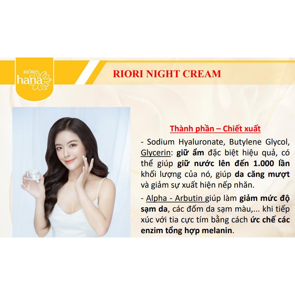 Ảnh Kem Dưỡng Trắng Da Ban Đêm RIORI HANA NIGHT CREAM 30g 4