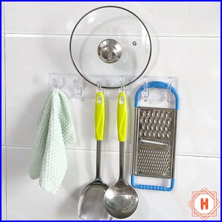 Thanh Treo Đồ Dán Tường 6 Móc Liền Mạch Trong Suốt Siêu Chắc Chắn { H }