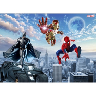 Tranh 3D Dán Tường Nhiều Chủ Đề NGƯỜI NHỆN, NGƯỜI DƠI, NGƯỜI KHỔNG LỒ XANH, NGƯỜI SẮT