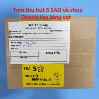 100 Tem Decal Vàng Dán Tăng 5 Sao Về Shop 70x40mm
