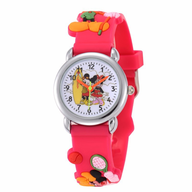 Hello Kitty 3D Dây Silicon Trẻ Em Hoạt Hình Bé Gái Đồng Hồ Thời Trang Trẻ Em