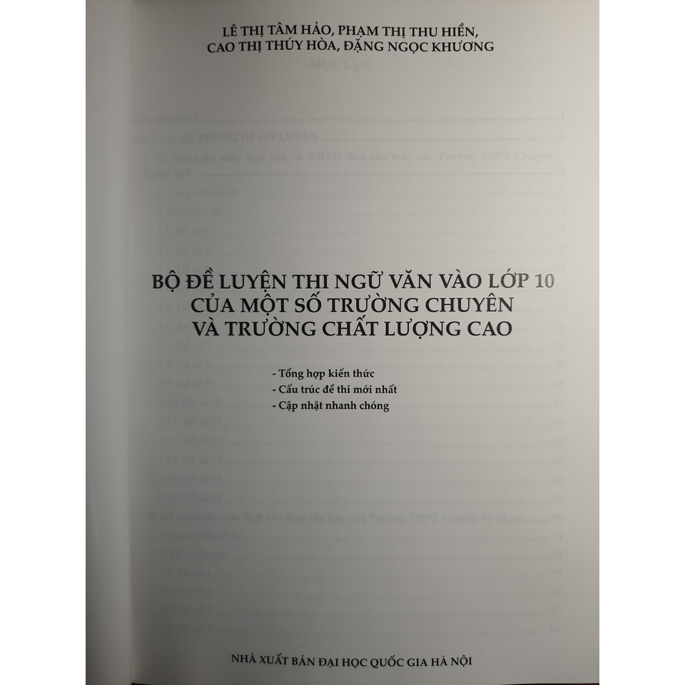 Ảnh Sách - Bộ đề luyện thi Ngữ Văn vào lớp 10 của một số trường chuyên và trường chất lượng cao 1