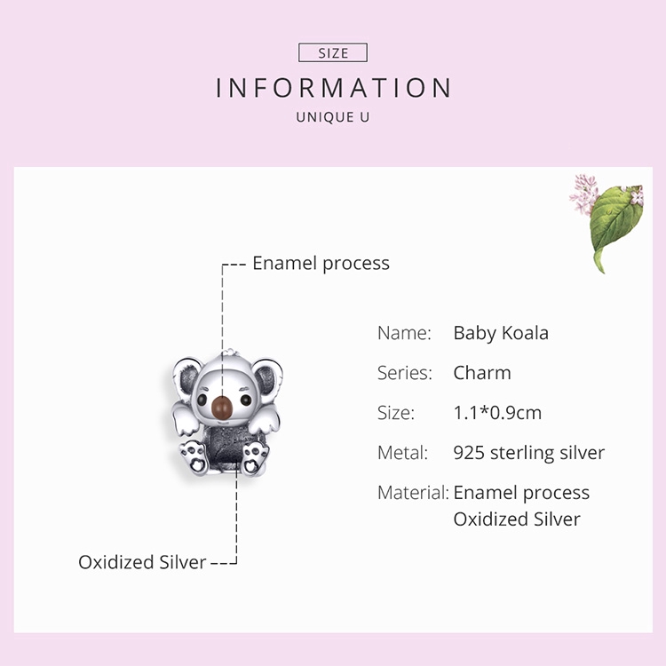 Hạt Xỏ Bamoer Scc1304 Bằng Bạc 925 Hình Gấu Koala Độc Đáo Thời Trang