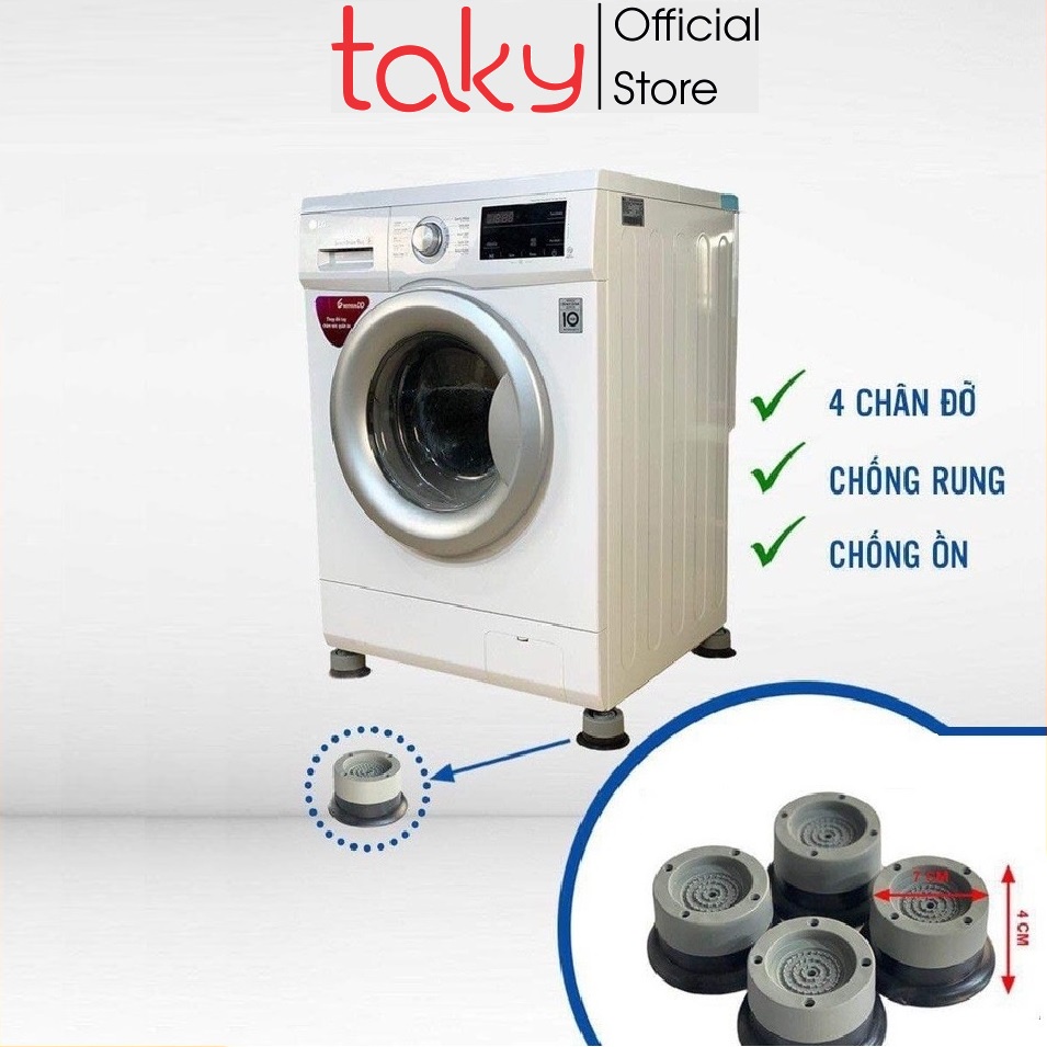 Combo 4 Chân Đế Taky, Máy Giặt, Miếng Đệm Cao Su Lót Chân Máy Giặt Chống Ồn, Chống Rung, Tiện Dụng Trong Nhà 5960