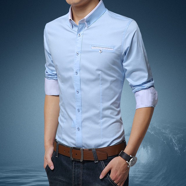 Áo Sơ Mi Nam Tay DàI MàU SắC Trơn Size M-5XL