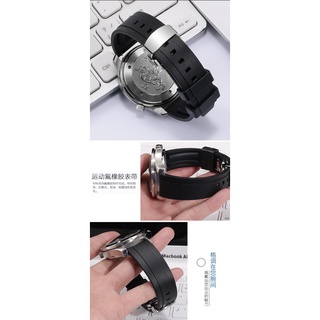 Dây Cao Su Fluoro Với Khóa Inox Chống Thấm Nước 18mm 20mm 22mm 24mm Cho Đồng Hồ Seiko