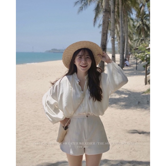 Quần short vải ống cut out vạt bầu the.sweaterweather TSW (ảnh thật)
