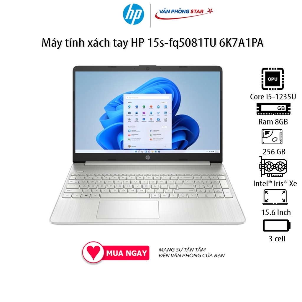 Máy Tính Xách Tay Laptop Hp 15s Fq5081tu 6k7a1pa Core I5 1235u8gb Ram512gb Ssdintel 6373