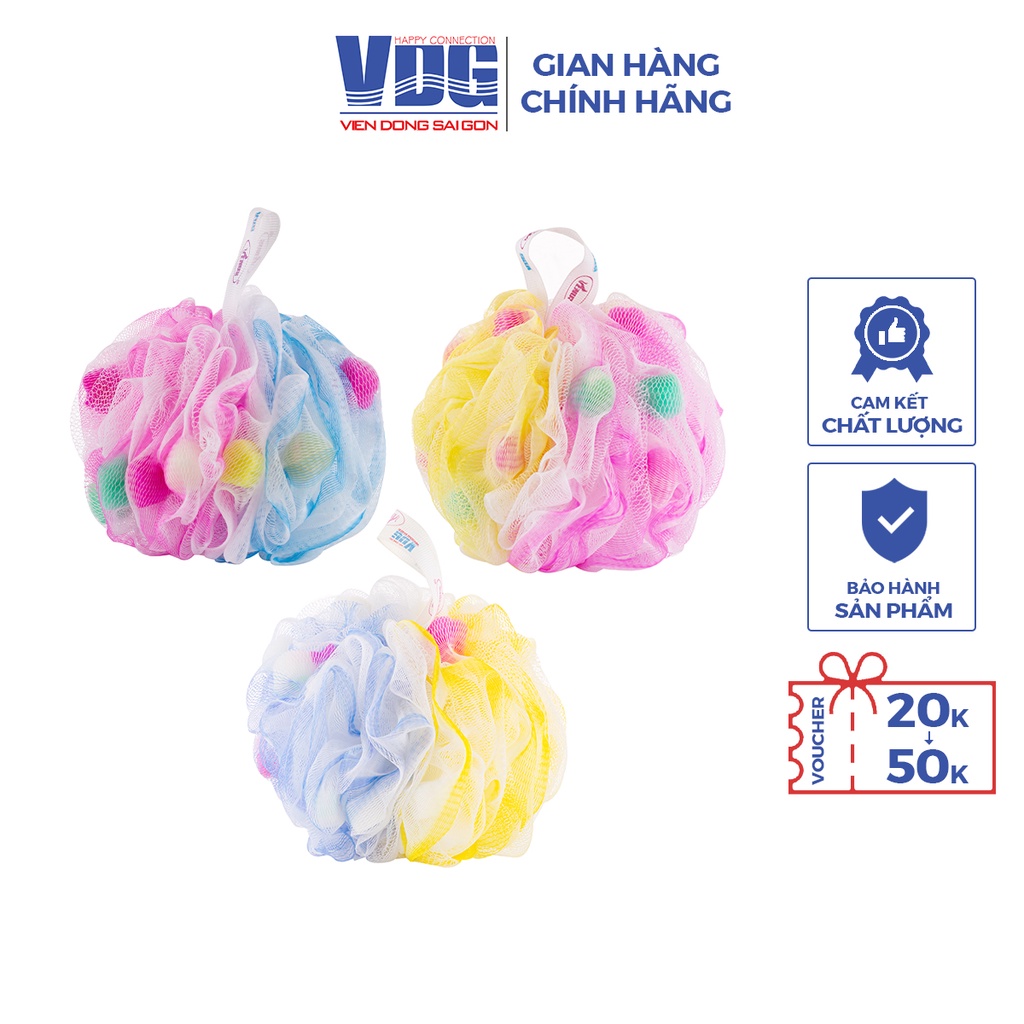 Bông tắm tròn viền mút xốp Venus Mousse 2 (Giao màu ngẫu nhiên) - Vien Dong Sai Gon